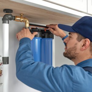 hydraulik instaluje filtr do wody